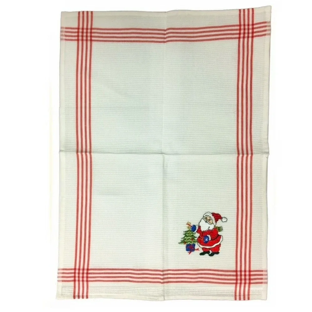 Grasslands Road Christmas Snowman Santa Hand Towel Napkin Set with Napkin Rings